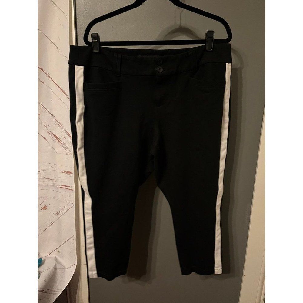 Torrid size 22 dress Capri pants black with white stripe
